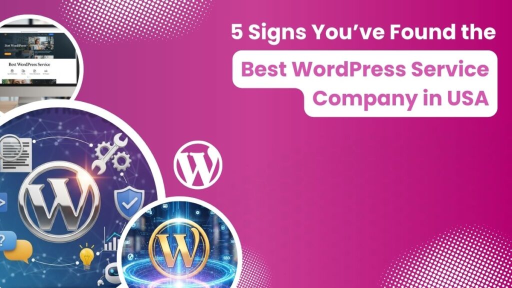 Best WordPress Service Company in USA - Hire WP Experts logo, featuring a professional web design and SEO services theme with a modern, clean aesthetic